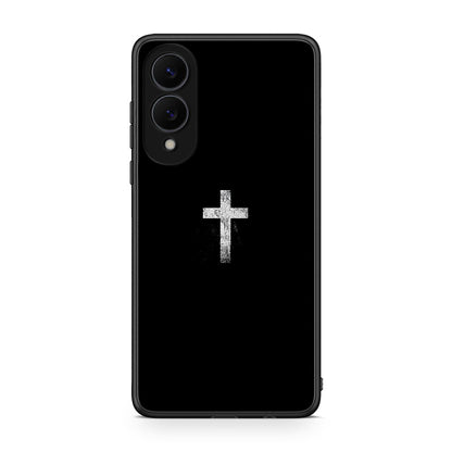 Samsung Galaxy S25 Edge 5G White Cross θήκη από τη Smartfits με σχέδιο στο πίσω μέρος και μαύρο περίβλημα | Smartphone case with colorful back and black bezels by Smartfits