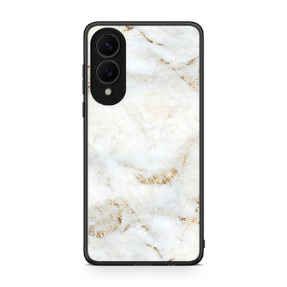 Samsung Galaxy S25 Edge 5G White Gold Marble θήκη από τη Smartfits με σχέδιο στο πίσω μέρος και μαύρο περίβλημα | Smartphone case with colorful back and black bezels by Smartfits