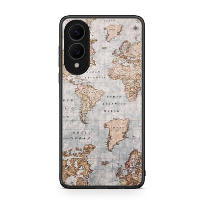 Samsung Galaxy S25 Edge 5G World Map Θήκη από τη Smartfits με σχέδιο στο πίσω μέρος και μαύρο περίβλημα | Smartphone case with colorful back and black bezels by Smartfits