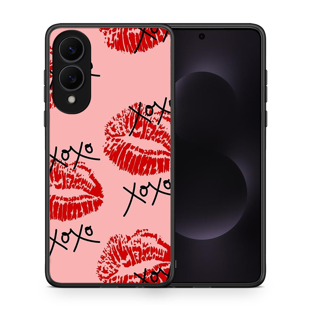 Θήκη Samsung Galaxy S25 Edge 5G XOXO Lips από τη Smartfits με σχέδιο στο πίσω μέρος και μαύρο περίβλημα | Samsung Galaxy S25 Edge 5G XOXO Lips case with colorful back and black bezels