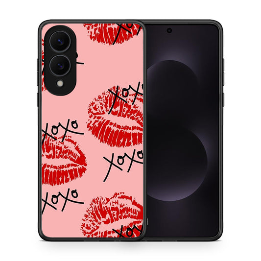Θήκη Samsung Galaxy S25 Edge 5G XOXO Lips από τη Smartfits με σχέδιο στο πίσω μέρος και μαύρο περίβλημα | Samsung Galaxy S25 Edge 5G XOXO Lips case with colorful back and black bezels