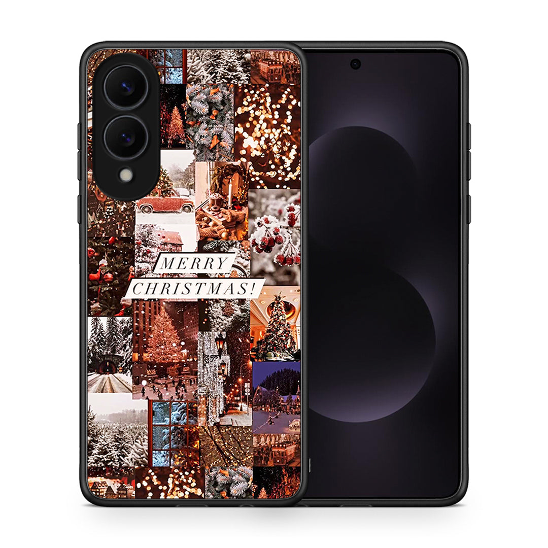 Θήκη Samsung Galaxy S25 Edge 5G Xmas Collage από τη Smartfits με σχέδιο στο πίσω μέρος και μαύρο περίβλημα | Samsung Galaxy S25 Edge 5G Xmas Collage case with colorful back and black bezels