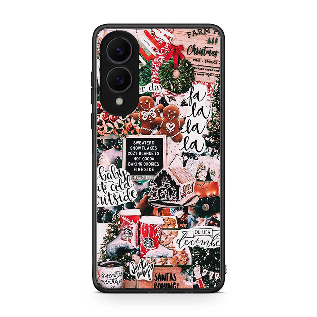 Samsung Galaxy S25 Edge 5G Xmas Habbits θήκη από τη Smartfits με σχέδιο στο πίσω μέρος και μαύρο περίβλημα | Smartphone case with colorful back and black bezels by Smartfits