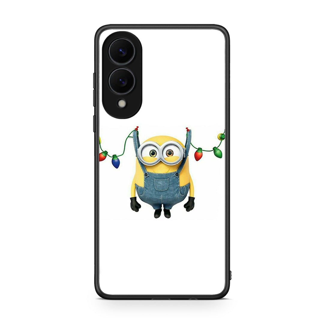 Samsung Galaxy S25 Edge 5G Xmas Minion Lights θήκη από τη Smartfits με σχέδιο στο πίσω μέρος και μαύρο περίβλημα | Smartphone case with colorful back and black bezels by Smartfits