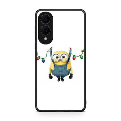 Samsung Galaxy S25 Edge 5G Xmas Minion Lights θήκη από τη Smartfits με σχέδιο στο πίσω μέρος και μαύρο περίβλημα | Smartphone case with colorful back and black bezels by Smartfits