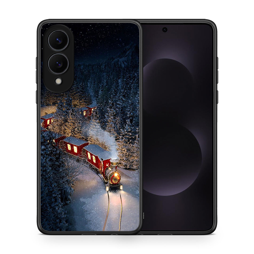 Θήκη Samsung Galaxy S25 Edge 5G Xmas Train από τη Smartfits με σχέδιο στο πίσω μέρος και μαύρο περίβλημα | Samsung Galaxy S25 Edge 5G Xmas Train case with colorful back and black bezels