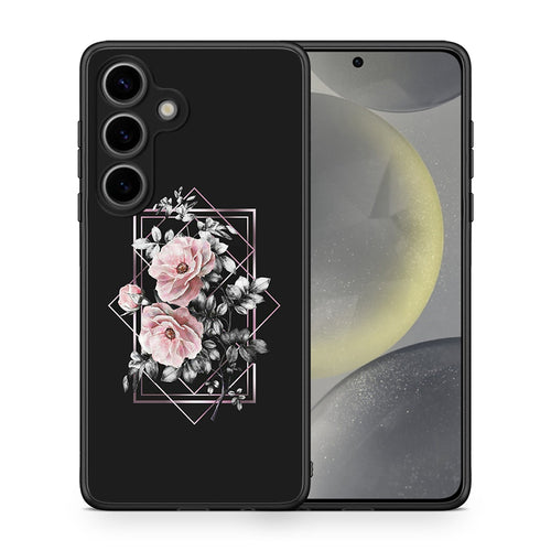 Θήκη Samsung Galaxy S25 Frame Flower από τη Smartfits με σχέδιο στο πίσω μέρος και μαύρο περίβλημα | Samsung Galaxy S25 Frame Flower case with colorful back and black bezels