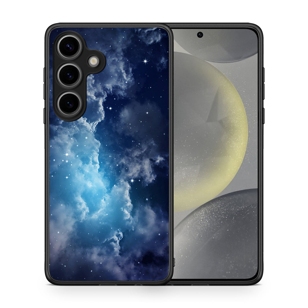 Θήκη Samsung Galaxy S25 Blue Sky Galaxy από τη Smartfits με σχέδιο στο πίσω μέρος και μαύρο περίβλημα | Samsung Galaxy S25 Blue Sky Galaxy case with colorful back and black bezels