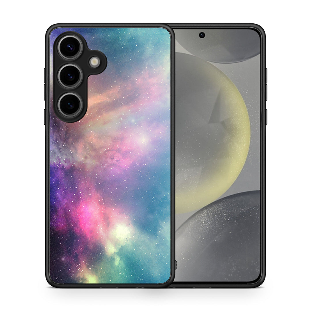 Θήκη Samsung Galaxy S25 Rainbow Galaxy από τη Smartfits με σχέδιο στο πίσω μέρος και μαύρο περίβλημα | Samsung Galaxy S25 Rainbow Galaxy case with colorful back and black bezels