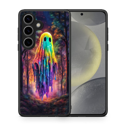 Θήκη Samsung Galaxy S25 Halloween Ghost από τη Smartfits με σχέδιο στο πίσω μέρος και μαύρο περίβλημα | Samsung Galaxy S25 Halloween Ghost case with colorful back and black bezels