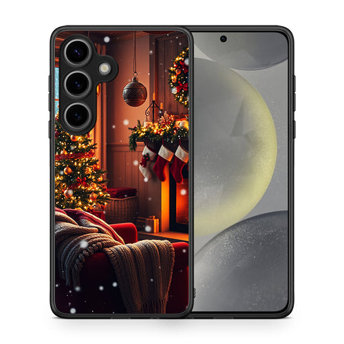 Θήκη Samsung Galaxy S25 Home For Christmas από τη Smartfits με σχέδιο στο πίσω μέρος και μαύρο περίβλημα | Samsung Galaxy S25 Home For Christmas case with colorful back and black bezels