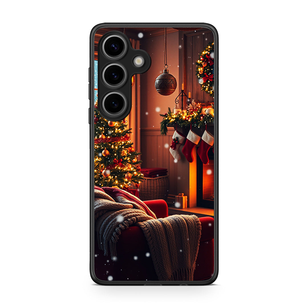 Samsung Galaxy S25 Home For Christmas θήκη από τη Smartfits με σχέδιο στο πίσω μέρος και μαύρο περίβλημα | Smartphone case with colorful back and black bezels by Smartfits