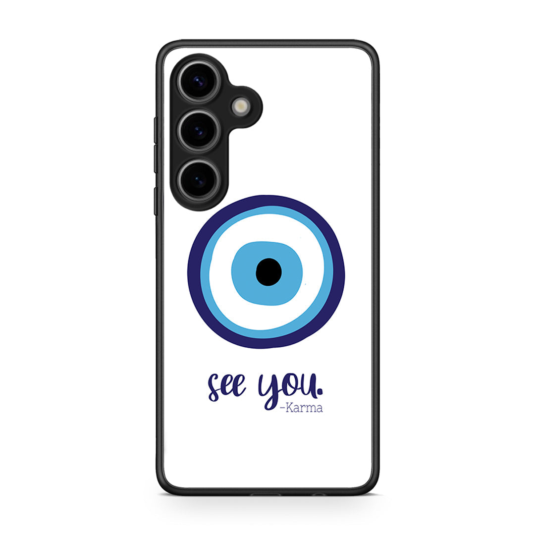 Samsung Galaxy S25 Karma Says θήκη από τη Smartfits με σχέδιο στο πίσω μέρος και μαύρο περίβλημα | Smartphone case with colorful back and black bezels by Smartfits