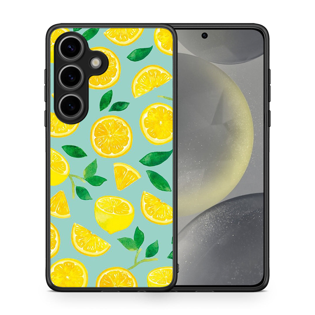 Θήκη Samsung Galaxy S25 Lemons από τη Smartfits με σχέδιο στο πίσω μέρος και μαύρο περίβλημα | Samsung Galaxy S25 Lemons case with colorful back and black bezels