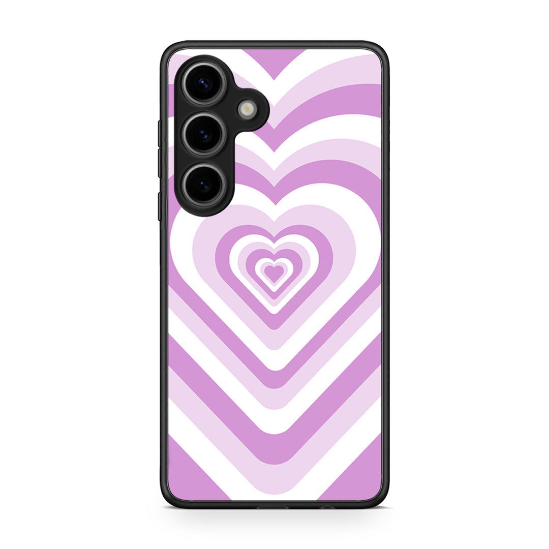 Samsung Galaxy S25 Lilac Hearts θήκη από τη Smartfits με σχέδιο στο πίσω μέρος και μαύρο περίβλημα | Smartphone case with colorful back and black bezels by Smartfits