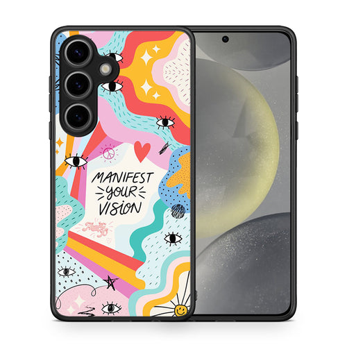 Θήκη Samsung Galaxy S25 Manifest Your Vision από τη Smartfits με σχέδιο στο πίσω μέρος και μαύρο περίβλημα | Samsung Galaxy S25 Manifest Your Vision case with colorful back and black bezels