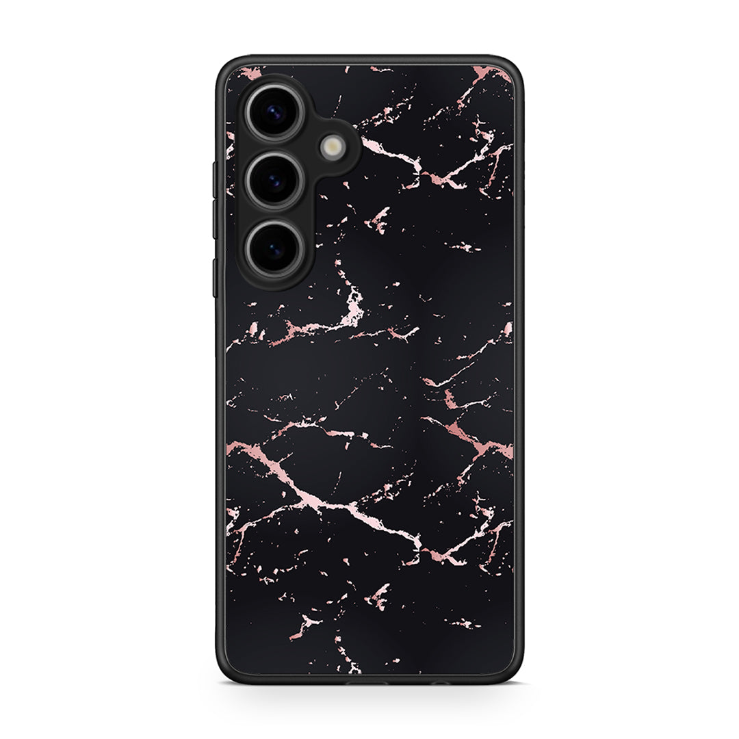 4 - Samsung Galaxy S25 Black Rosegold Marble case, cover, bumper