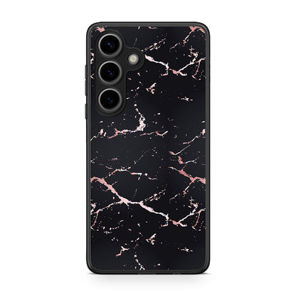 4 - Samsung Galaxy S25 Black Rosegold Marble case, cover, bumper