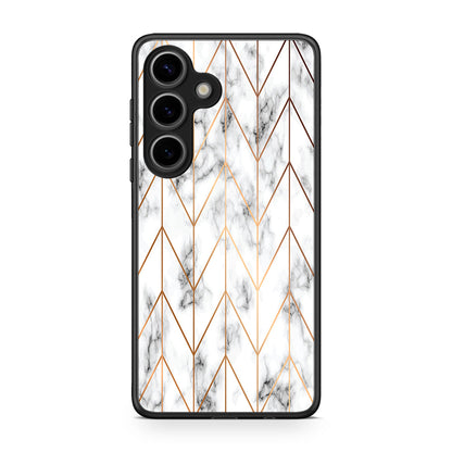 44 - Samsung Galaxy S25 Gold Geometric Marble case, cover, bumper