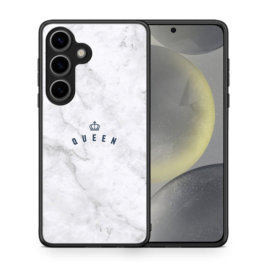 Θήκη Samsung Galaxy S25 Queen Marble από τη Smartfits με σχέδιο στο πίσω μέρος και μαύρο περίβλημα | Samsung Galaxy S25 Queen Marble case with colorful back and black bezels