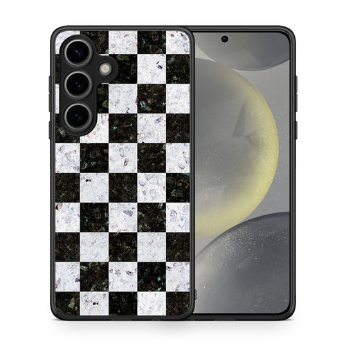 Θήκη Samsung Galaxy S25 Square Geometric Marble από τη Smartfits με σχέδιο στο πίσω μέρος και μαύρο περίβλημα | Samsung Galaxy S25 Square Geometric Marble case with colorful back and black bezels