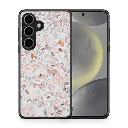 Θήκη Samsung Galaxy S25 Marble Terrazzo από τη Smartfits με σχέδιο στο πίσω μέρος και μαύρο περίβλημα | Samsung Galaxy S25 Marble Terrazzo case with colorful back and black bezels