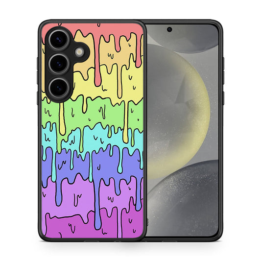 Θήκη Samsung Galaxy S25 Melting Rainbow από τη Smartfits με σχέδιο στο πίσω μέρος και μαύρο περίβλημα | Samsung Galaxy S25 Melting Rainbow case with colorful back and black bezels