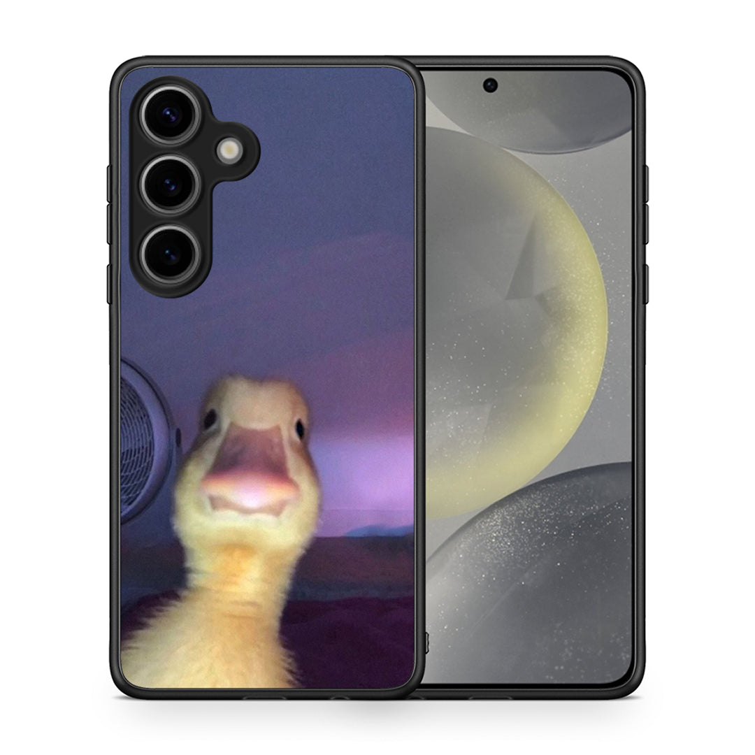 Θήκη Samsung Galaxy S25 Meme Duck από τη Smartfits με σχέδιο στο πίσω μέρος και μαύρο περίβλημα | Samsung Galaxy S25 Meme Duck case with colorful back and black bezels