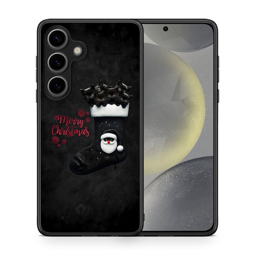 Θήκη Samsung Galaxy S25 Merry Cat Christmas από τη Smartfits με σχέδιο στο πίσω μέρος και μαύρο περίβλημα | Samsung Galaxy S25 Merry Cat Christmas case with colorful back and black bezels