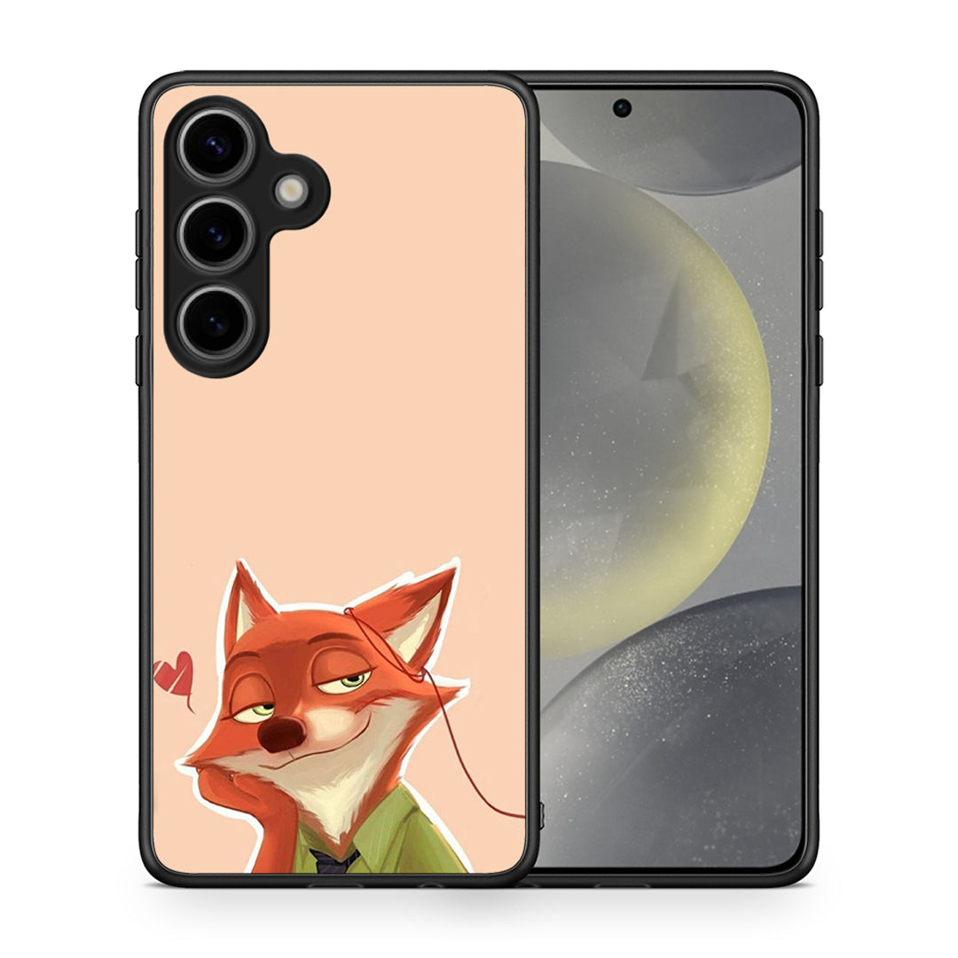 Θήκη Samsung Galaxy S25 Nick Wilde And Judy Hopps Love 1 από τη Smartfits με σχέδιο στο πίσω μέρος και μαύρο περίβλημα | Samsung Galaxy S25 Nick Wilde And Judy Hopps Love 1 case with colorful back and black bezels