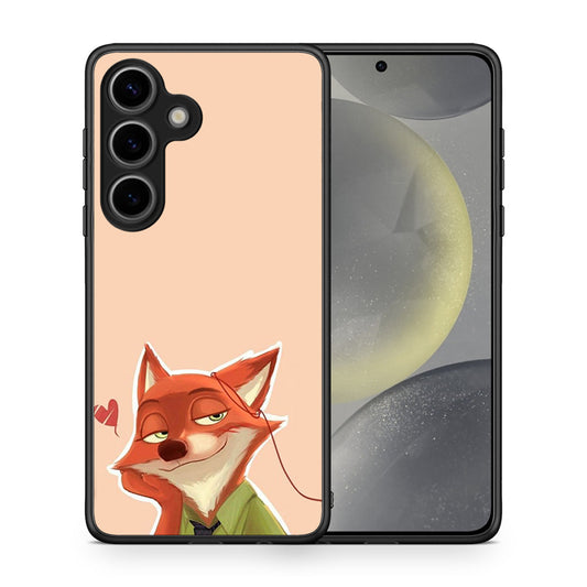 Θήκη Samsung Galaxy S25 Nick Wilde And Judy Hopps Love 1 από τη Smartfits με σχέδιο στο πίσω μέρος και μαύρο περίβλημα | Samsung Galaxy S25 Nick Wilde And Judy Hopps Love 1 case with colorful back and black bezels