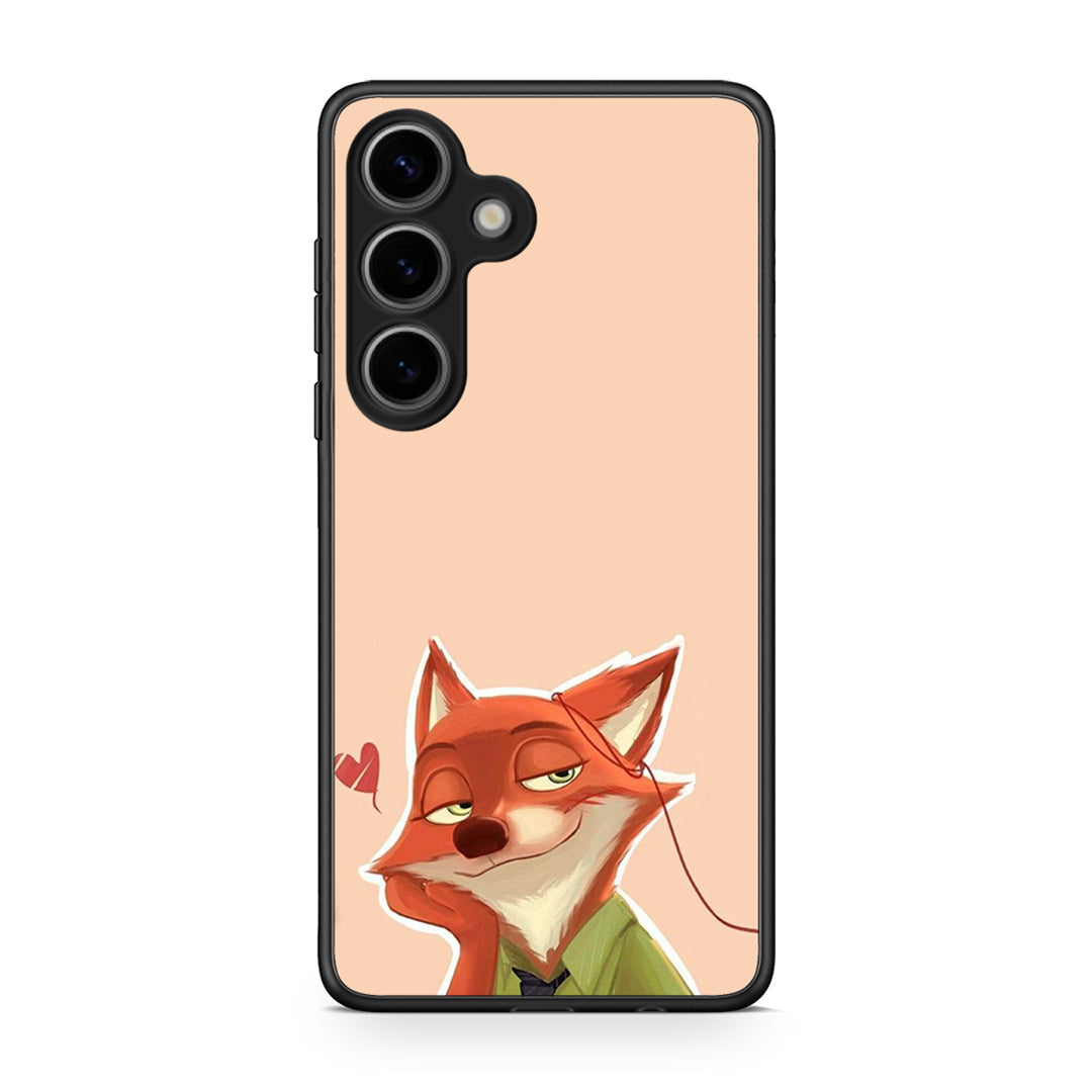 Samsung Galaxy S25 Nick Wilde And Judy Hopps Love 1 θήκη από τη Smartfits με σχέδιο στο πίσω μέρος και μαύρο περίβλημα | Smartphone case with colorful back and black bezels by Smartfits