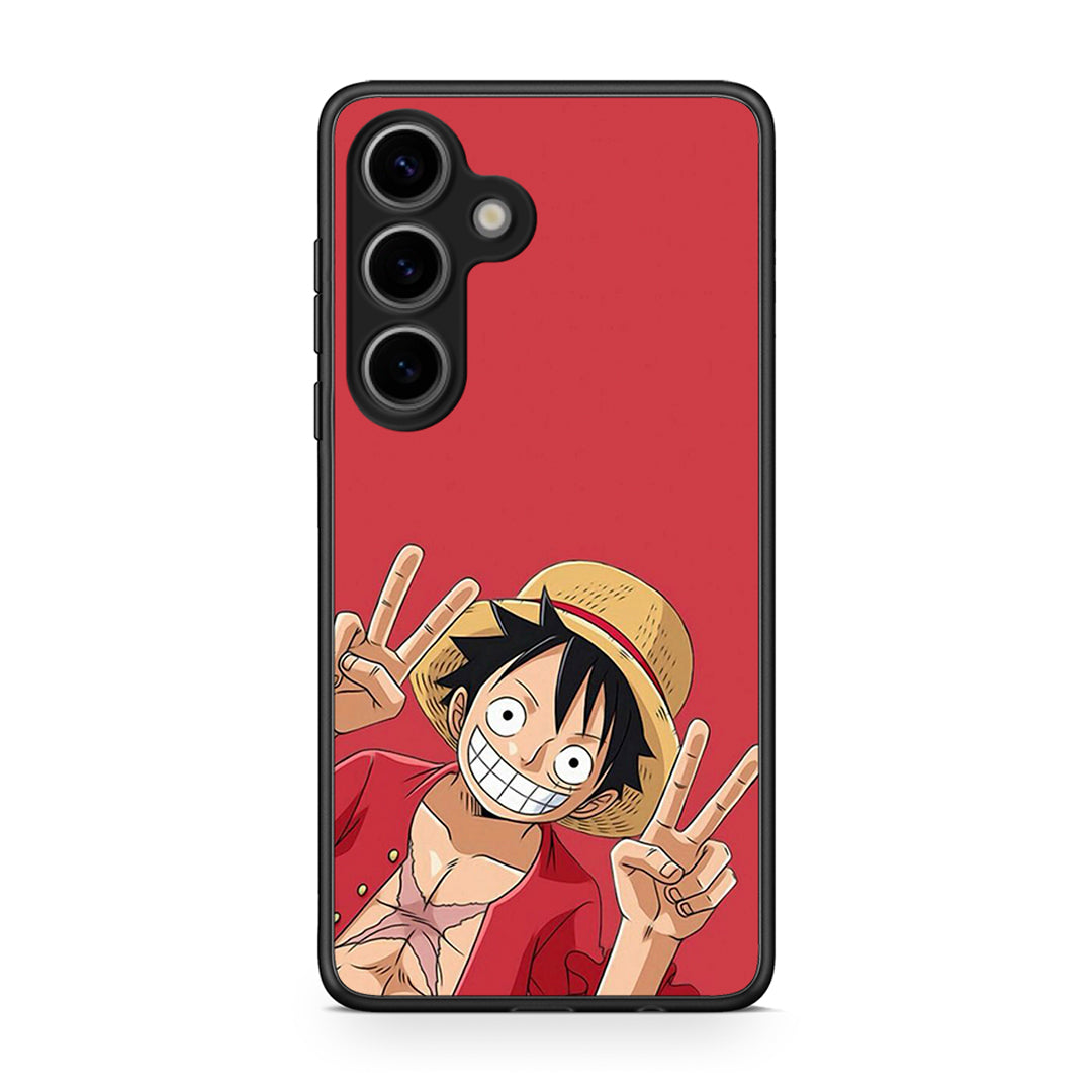 Samsung Galaxy S25 Pirate Luffy Θήκη από τη Smartfits με σχέδιο στο πίσω μέρος και μαύρο περίβλημα | Smartphone case with colorful back and black bezels by Smartfits