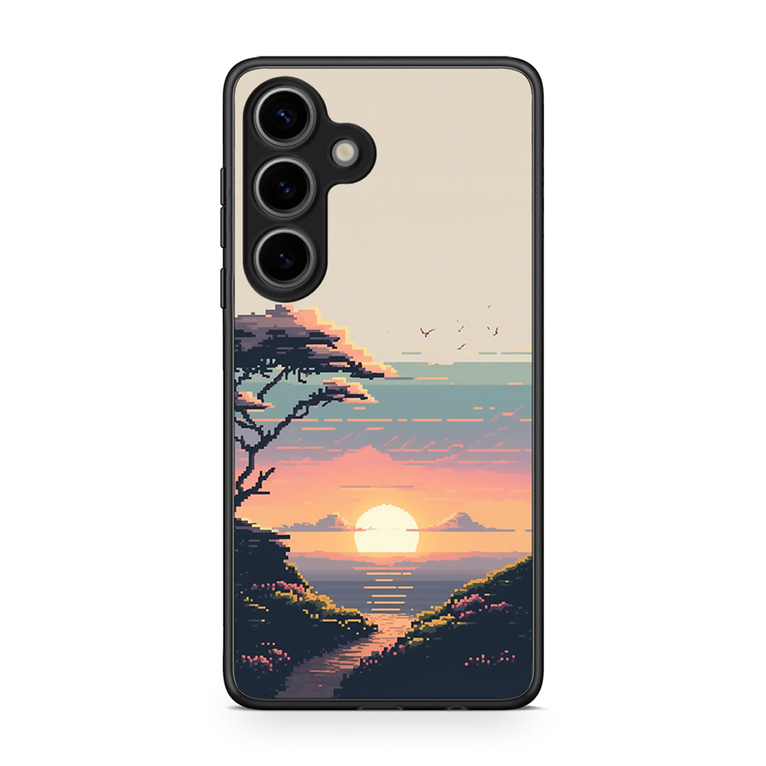 Samsung Galaxy S25 Pixel Sunset Θήκη από τη Smartfits με σχέδιο στο πίσω μέρος και μαύρο περίβλημα | Smartphone case with colorful back and black bezels by Smartfits