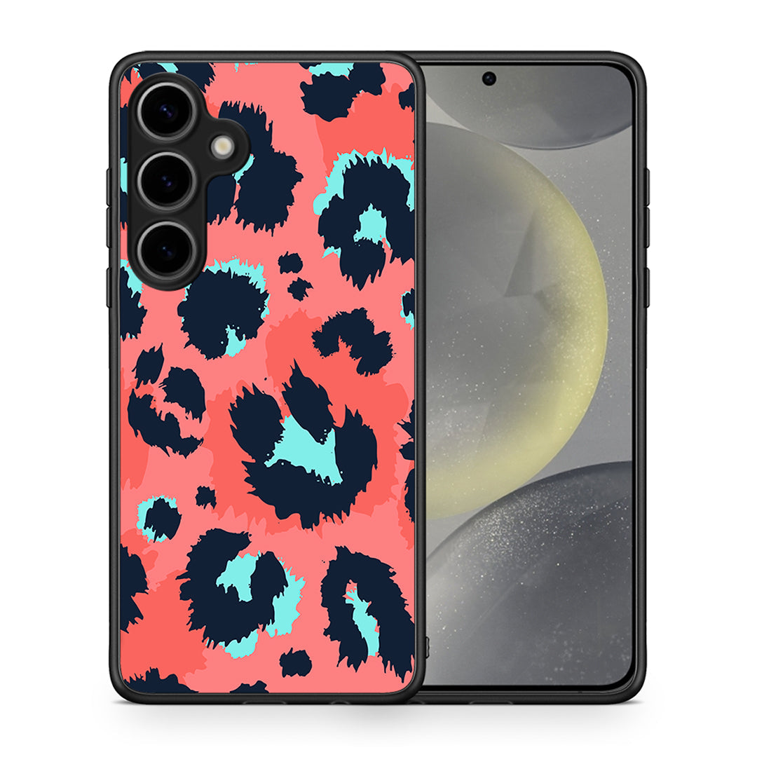 Θήκη Samsung Galaxy S25 Plus Pink Leopard Animal από τη Smartfits με σχέδιο στο πίσω μέρος και μαύρο περίβλημα | Samsung Galaxy S25 Plus Pink Leopard Animal case with colorful back and black bezels
