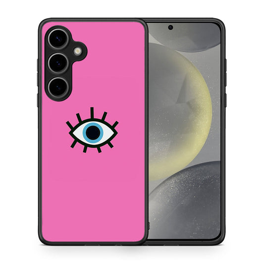 Θήκη Samsung Galaxy S25 Plus Blue Eye Pink από τη Smartfits με σχέδιο στο πίσω μέρος και μαύρο περίβλημα | Samsung Galaxy S25 Plus Blue Eye Pink case with colorful back and black bezels