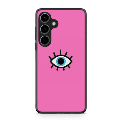 Samsung Galaxy S25 Plus Blue Eye Pink θήκη από τη Smartfits με σχέδιο στο πίσω μέρος και μαύρο περίβλημα | Smartphone case with colorful back and black bezels by Smartfits