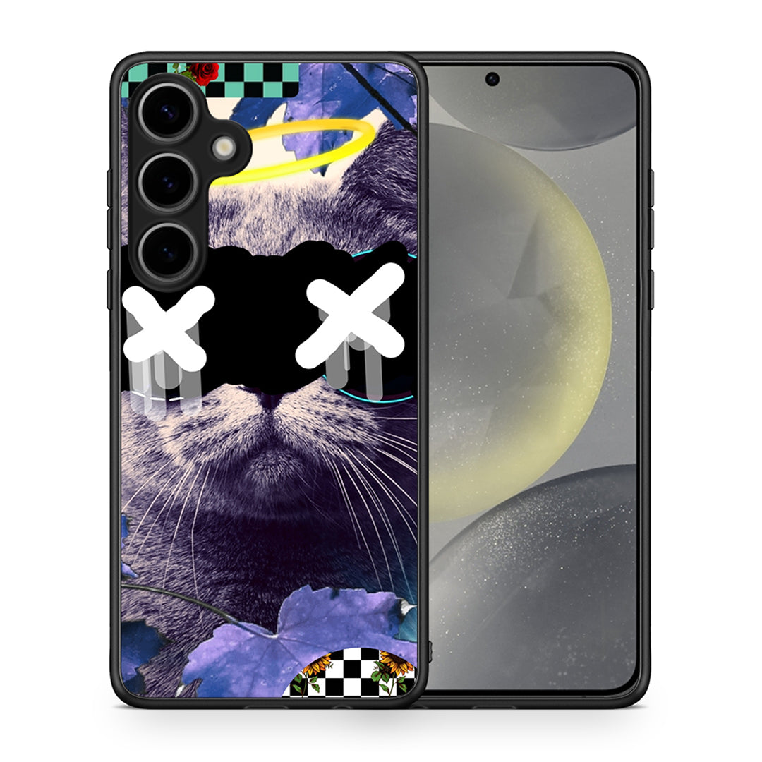 Θήκη Samsung Galaxy S25 Plus Cat Collage από τη Smartfits με σχέδιο στο πίσω μέρος και μαύρο περίβλημα | Samsung Galaxy S25 Plus Cat Collage case with colorful back and black bezels