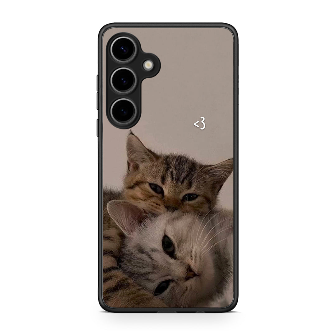 Samsung Galaxy S25 Plus Cats In Love Θήκη από τη Smartfits με σχέδιο στο πίσω μέρος και μαύρο περίβλημα | Smartphone case with colorful back and black bezels by Smartfits