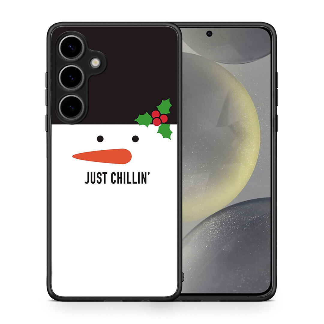 Θήκη Samsung Galaxy S25 Plus Christmas Chillin από τη Smartfits με σχέδιο στο πίσω μέρος και μαύρο περίβλημα | Samsung Galaxy S25 Plus Christmas Chillin case with colorful back and black bezels