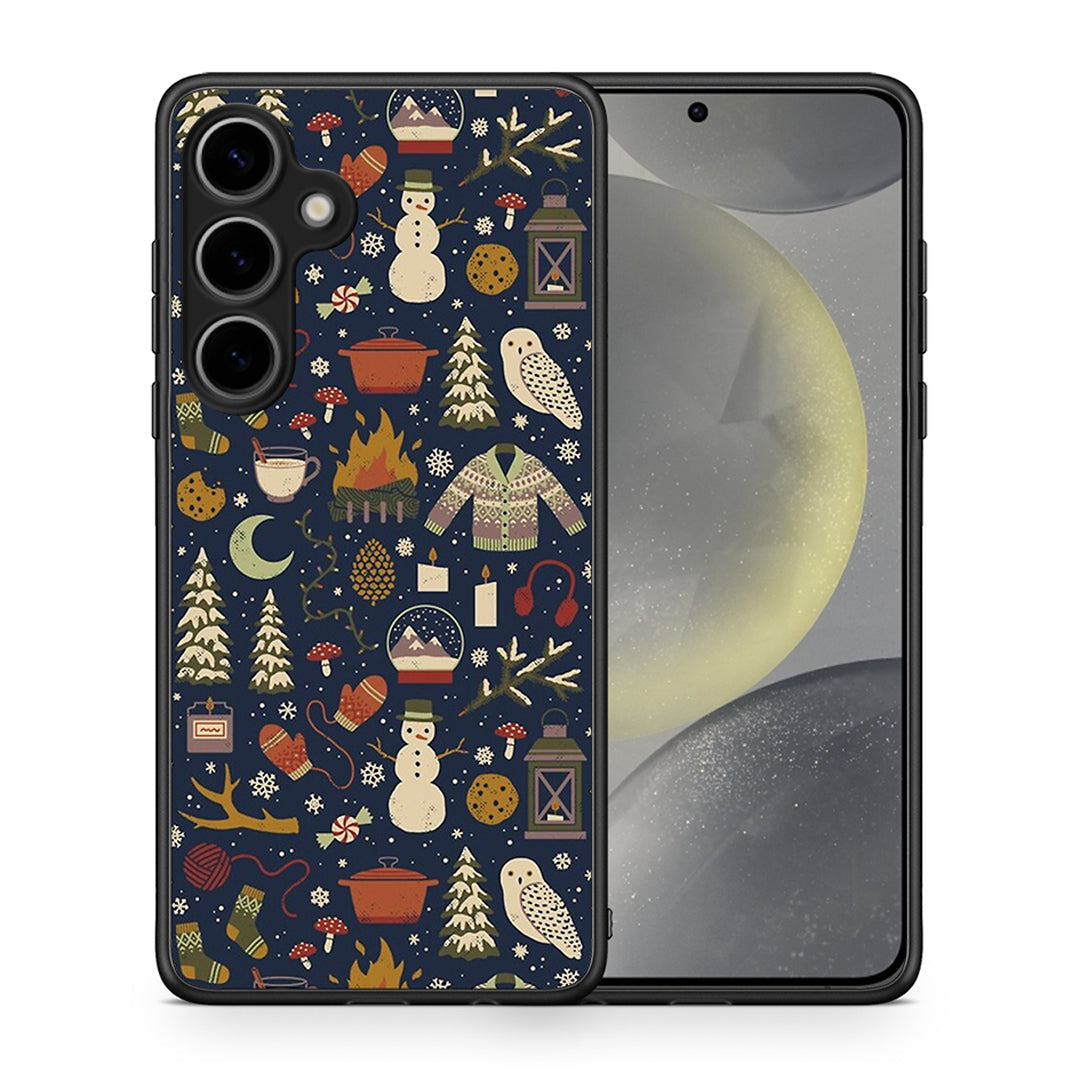 Θήκη Samsung Galaxy S25 Plus Christmas Elements από τη Smartfits με σχέδιο στο πίσω μέρος και μαύρο περίβλημα | Samsung Galaxy S25 Plus Christmas Elements case with colorful back and black bezels