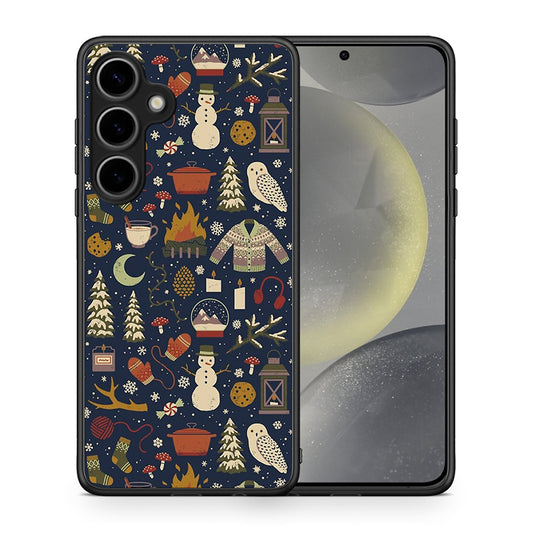 Θήκη Samsung Galaxy S25 Plus Christmas Elements από τη Smartfits με σχέδιο στο πίσω μέρος και μαύρο περίβλημα | Samsung Galaxy S25 Plus Christmas Elements case with colorful back and black bezels