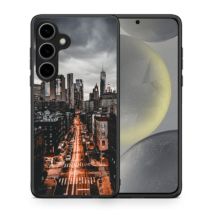 Θήκη Samsung Galaxy S25 Plus City Lights από τη Smartfits με σχέδιο στο πίσω μέρος και μαύρο περίβλημα | Samsung Galaxy S25 Plus City Lights case with colorful back and black bezels