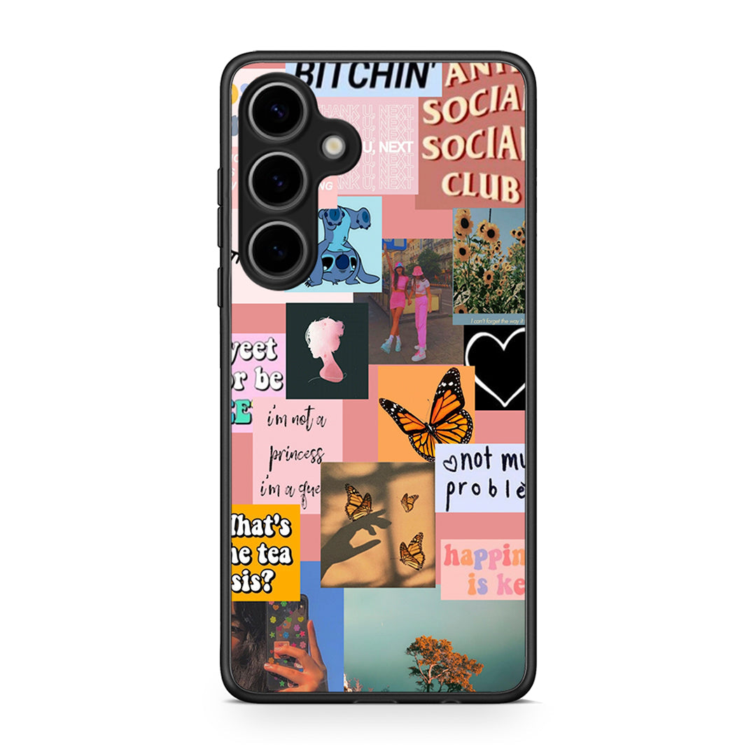 Samsung Galaxy S25 Plus Collage Bitchin Θήκη Αγίου Βαλεντίνου από τη Smartfits με σχέδιο στο πίσω μέρος και μαύρο περίβλημα | Smartphone case with colorful back and black bezels by Smartfits