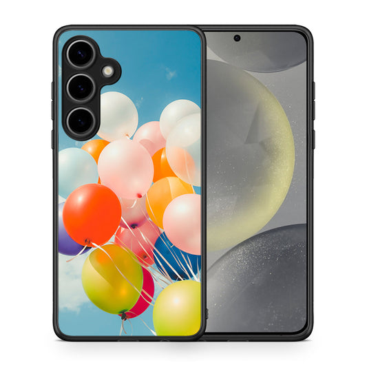 Θήκη Samsung Galaxy S25 Plus Colorful Balloons από τη Smartfits με σχέδιο στο πίσω μέρος και μαύρο περίβλημα | Samsung Galaxy S25 Plus Colorful Balloons case with colorful back and black bezels