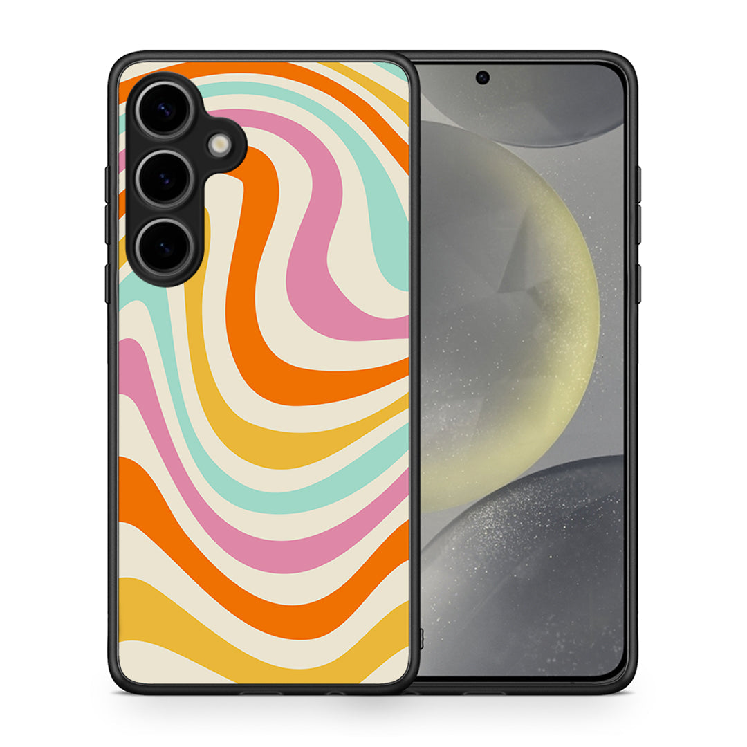 Θήκη Samsung Galaxy S25 Plus Colourful Waves από τη Smartfits με σχέδιο στο πίσω μέρος και μαύρο περίβλημα | Samsung Galaxy S25 Plus Colourful Waves case with colorful back and black bezels