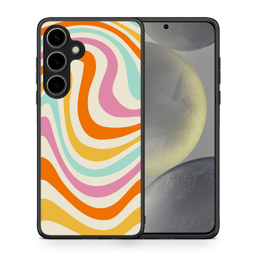 Θήκη Samsung Galaxy S25 Plus Colourful Waves από τη Smartfits με σχέδιο στο πίσω μέρος και μαύρο περίβλημα | Samsung Galaxy S25 Plus Colourful Waves case with colorful back and black bezels