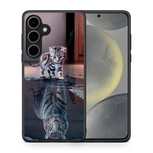 Θήκη Samsung Galaxy S25 Plus Tiger Cute από τη Smartfits με σχέδιο στο πίσω μέρος και μαύρο περίβλημα | Samsung Galaxy S25 Plus Tiger Cute case with colorful back and black bezels