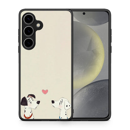 Θήκη Samsung Galaxy S25 Plus Dalmatians Love από τη Smartfits με σχέδιο στο πίσω μέρος και μαύρο περίβλημα | Samsung Galaxy S25 Plus Dalmatians Love case with colorful back and black bezels