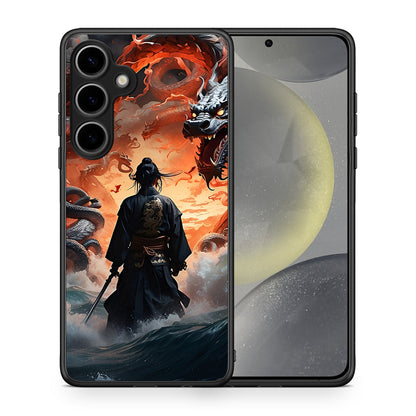 Θήκη Samsung Galaxy S25 Plus Dragons Fight από τη Smartfits με σχέδιο στο πίσω μέρος και μαύρο περίβλημα | Samsung Galaxy S25 Plus Dragons Fight case with colorful back and black bezels